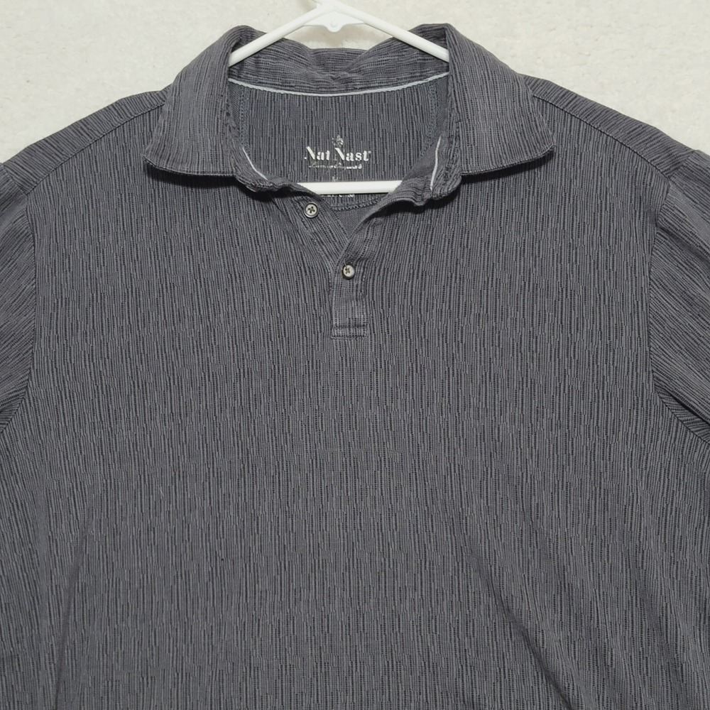 Nat Nast Mens Polo Shirt Size M Medium Luxury Original Gray Short Sleeve Casual - Picture 2 of 9